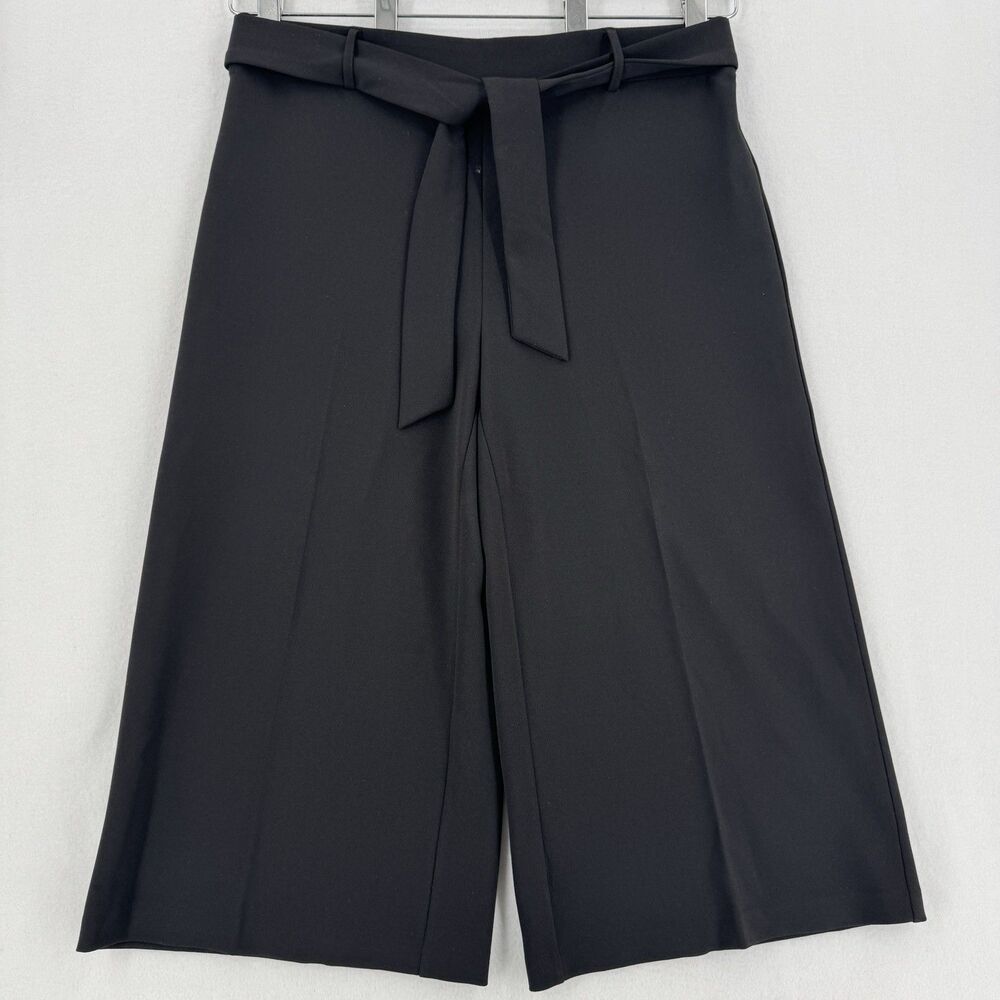 NYCC New York Clothing Co Culotte Pants Women 14 Black Tie Waist Wide Leg Croppe